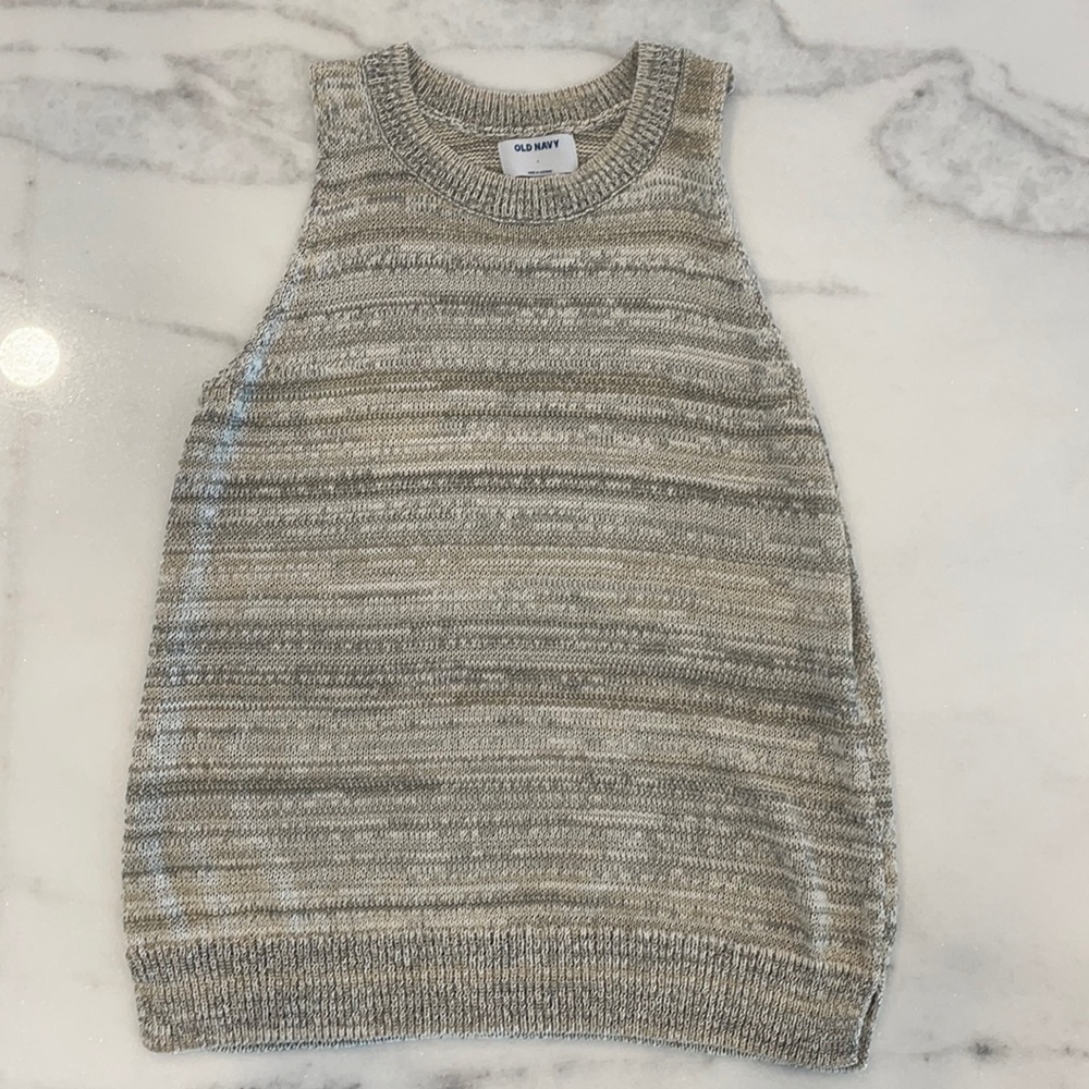 Old Navy neutral stripe high neck tank. Size L